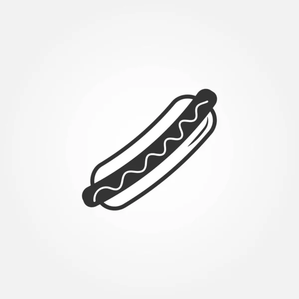 Hot Dog Icon Black White Vector Illustration — Stock Vector