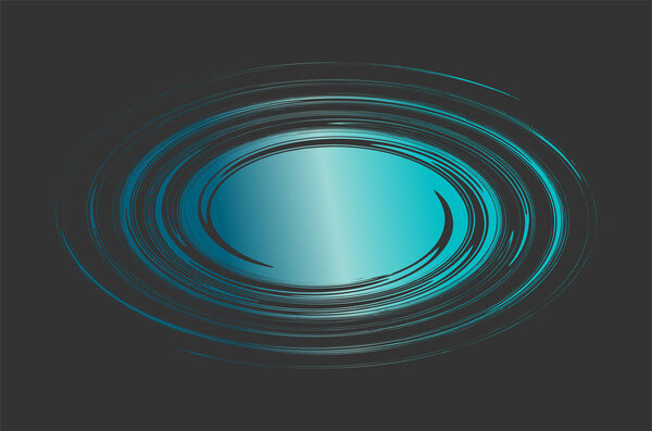 Vortex -  abstract vector illustration. Galaxy shape. Text template. Swirl shape. Blue whirlwind on black background with space for text in curl center.