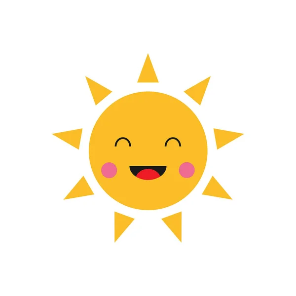 Smiling Cartoon Sun Flat Design Emoticon Happiness Vector Illustration — Stock Vector