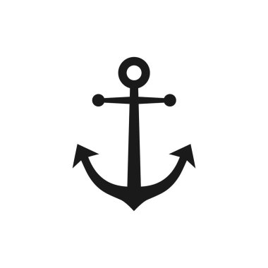 Gemi çapa simgesi. Web tasarımı için vektör simgesi. Siyah - Beyaz arkaplanda izole.