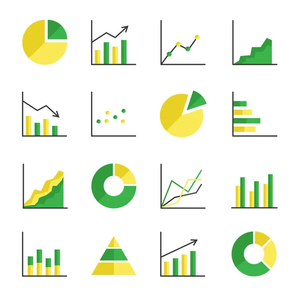 Green Yellow Diagram Chart Icons Vector Set Abstract Graph Elements — Stock Vector