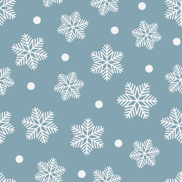 Sneeuwvlokken Stippen Naadloos Patroon Blauwe Achtergrond Eenvoudige Abstracte Behang Verpakking — Stockvector