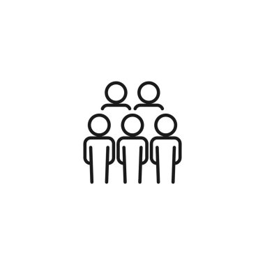 Group of people line icon with editable stroke. Team, business concept.  Simple black outline symbol. Isolated on white background. Vector illustration.