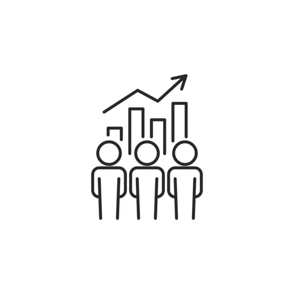 Business / company growth line icon with editable stroke. Business statistics concept. Simple black outline symbol. Isolated on white background. Vector illustration.