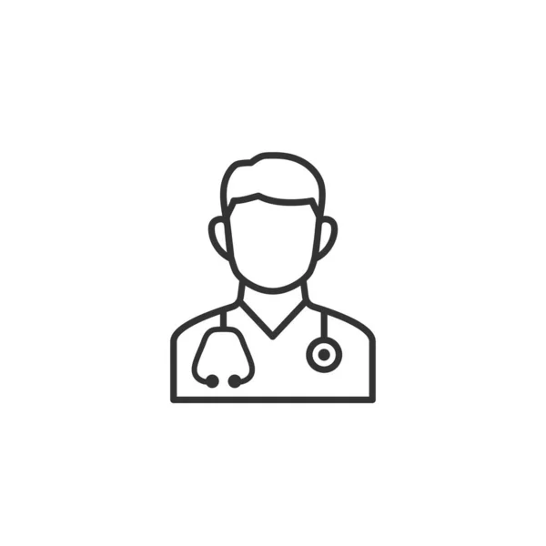 医生与听诊器线图标 简单的设计医疗保健的象征 矢量说明 — 图库矢量图片