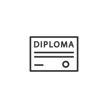 Diploma - çizgi simgesi. Basit tasarım tasarımı. Vektör illüstrasyonu.