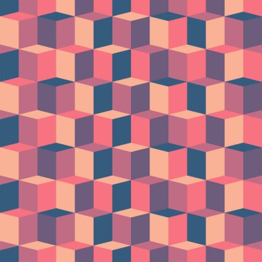 Geometrik / izometrik küpler - kusursuz desen. Özyinelenen arkaplan. Vektör illüstrasyonu.