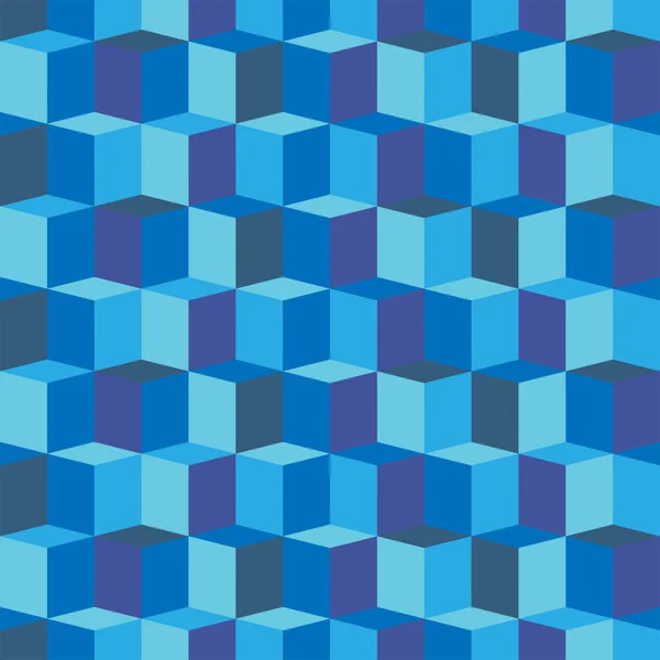 Geometrik / izometrik mavi küpler - kusursuz desen. Tek renkli soyut yinelenen arka plan. Vektör illüstrasyonu. 