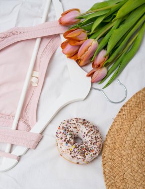 Spring decoration and tasty donut clipart