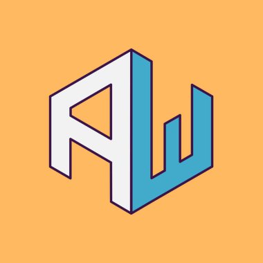 Bir W monogram yazı ile perspektif geometrik kavramı kurumsal iş kimlik tasarım, basım, yayın, T-shirt tasarım için. vektör çizim