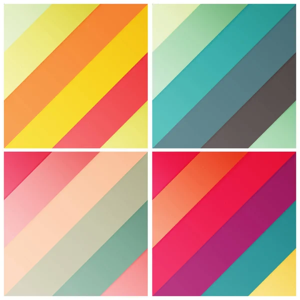 Ensemble de motif diagonal à rayures rétro avec des couleurs élégantes, illustration vectorielle — Image vectorielle