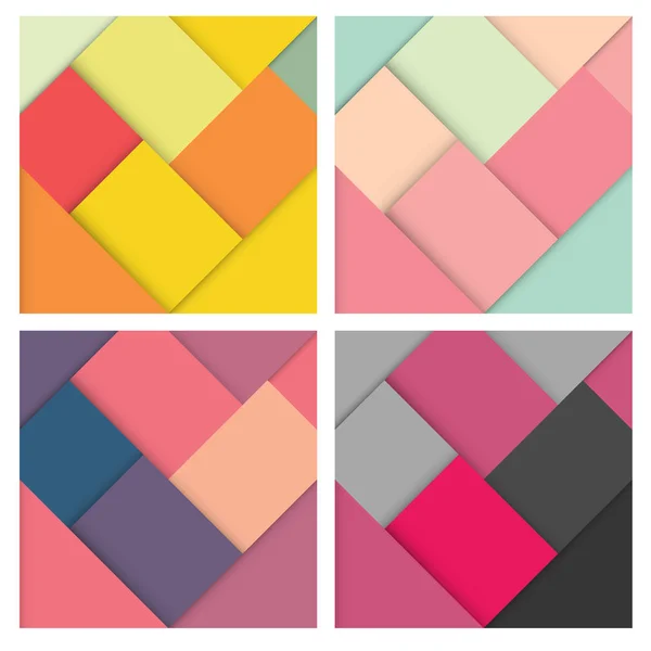 Ensemble de fond rétro carré coloré avec des couleurs élégantes, illustration vectorielle — Image vectorielle