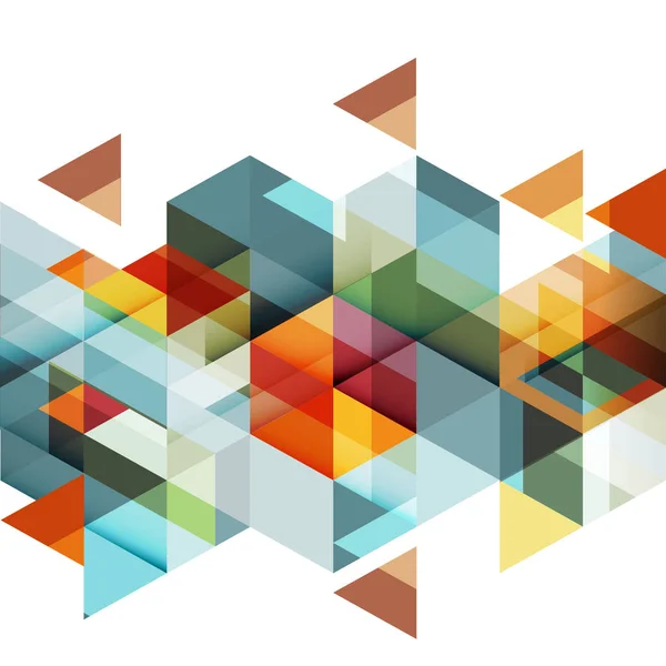 Abstrato colorido triângulos geométricos e modernos sobrepostos no branco. Antecedentes modernos para apresentação de negócios ou tecnologia, modelo de capa de aplicativo, ilustração vetorial — Vetor de Stock