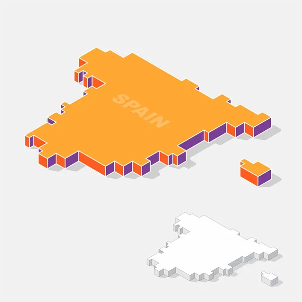 Elemento mapa España con forma isométrica 3D aislada sobre fondo, ilustración vectorial — Vector de stock