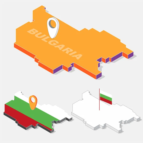 Флаг Болгарии на элементе карты с изометрической 3D формой изолирован на заднем плане, векторная иллюстрация — стоковый вектор