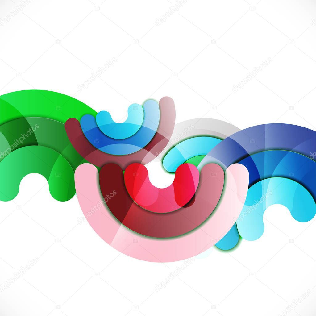 Abstract colorful shiny circle or ring overlapping on white with white space on beside for text. Modern background for business or technology presentation. vector illustration