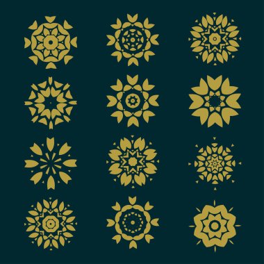 Daireler desen yaprak ve çiçek kavramı ile kümesini yalıtmak arka planda, vektör çizim