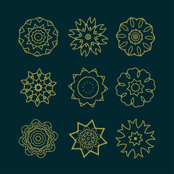 Conjunto de círculos padrão com conceito floral isolado no fundo, ilustração vetorial Gráficos De Vetores