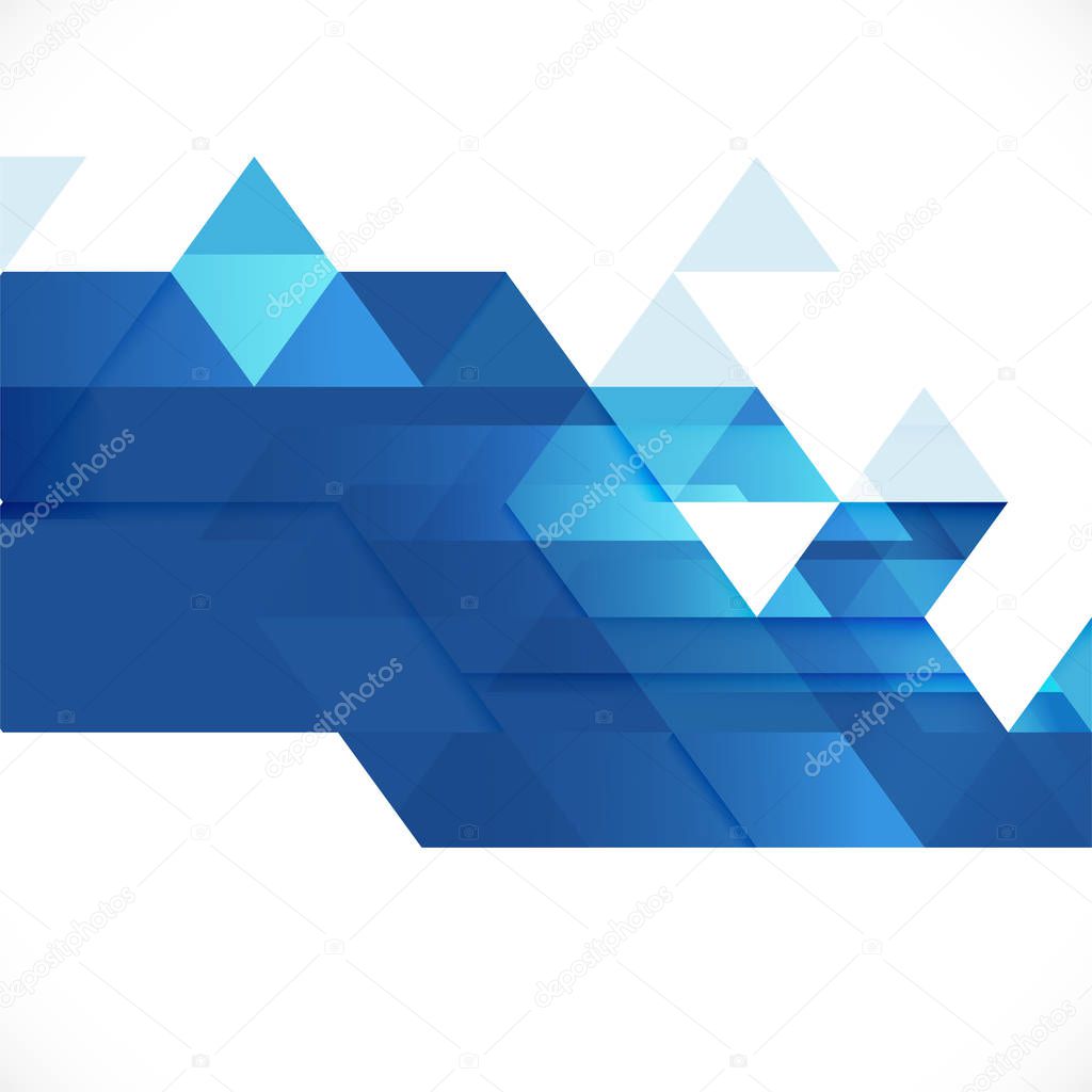Abstract blue geometric layout template on white background with white space on bottom position. 