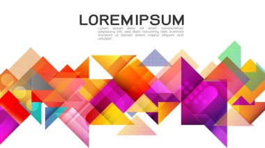 Soyut renkli gradyan karışık geometrik çizgiler şablonu ve orta konumla metin için yer örtüşmesi. Vektör illüstrasyonu