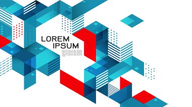 Soyut gradyan karışık geometrik şablon ve beyaz arka planda modern örtüşme. Vektör illüstrasyonu