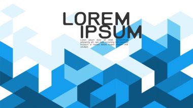 Üst konumdaki metin için uzayda karmaşık geometrik ve modern üst üste binen soyut eğimli mavi arkaplan. Vektör illüstrasyonu