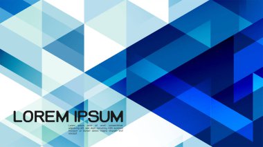 Karışık geometrik şablona sahip soyut gradyan mavi arkaplan ve yazı için beyaz arkaplan ve boşlukta modern örtüşme. Vektör illüstrasyonu