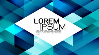 Karışık geometrik şablona sahip soyut gradyan mavi arkaplan ve yazı için beyaz arkaplan ve merkez arkaplan üzerinde modern örtüşme. Vektör illüstrasyonu
