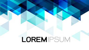 Karışık geometrik şablona sahip soyut gradyan mavi arkaplan ve beyaz arkaplan üzerinde modern örtüşme ve metin için uzayın altında. Vektör illüstrasyonu