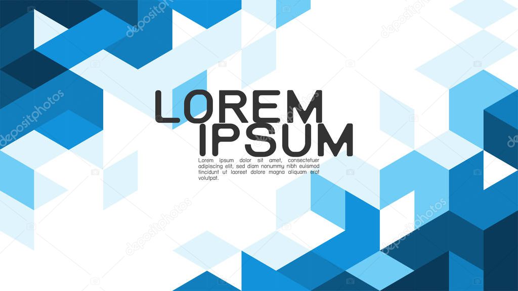 Abstract gradient blue background with mixed geometric and modern overlapping on white background, space for text on middle position. Vector illustration