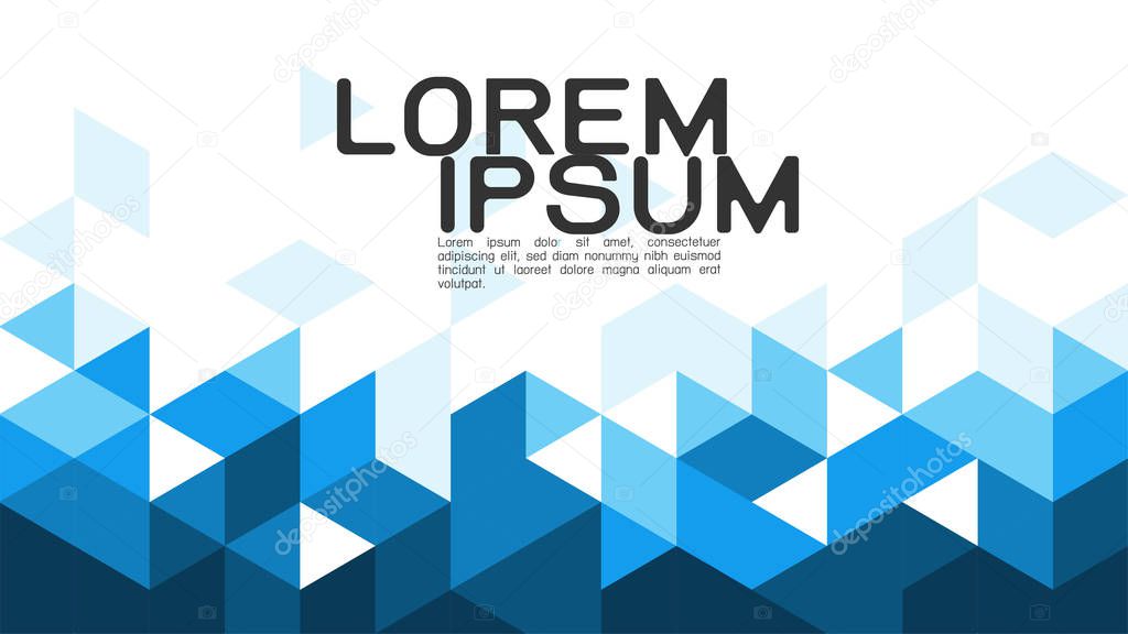 Abstract gradient blue background with mixed geometric template and modern overlapping on white background, space for text on below position. Vector illustration
