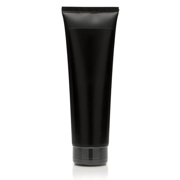 Beyaz arkaplanda izole edilmiş plastik siyah jel tüp. 