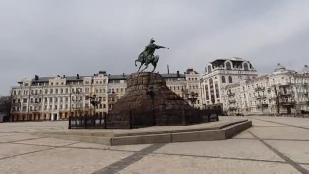 Pomnik Bohdana Chmielnickiego Placu Zofii Kijów Ukraina — Wideo stockowe