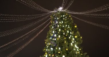 Ana Noel ağacında parlayan Noel ağacı süslemeleri