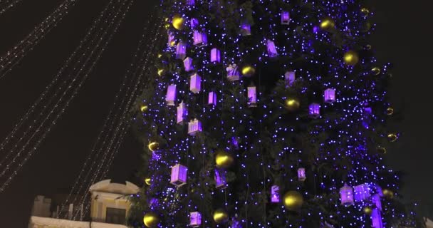 Glühender Christbaumschmuck Hauptweihnachtsbaum — Stockvideo