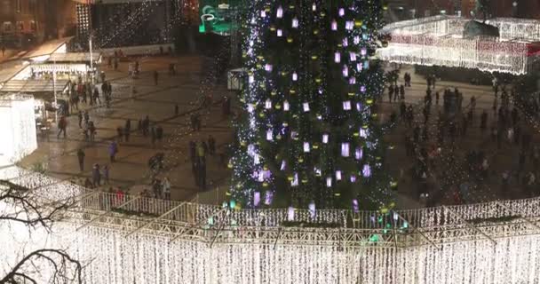 Kiev Ucraina Gennaio 2018 Albero Natale Mercatino Natale Piazza Sofievskaya — Video Stock