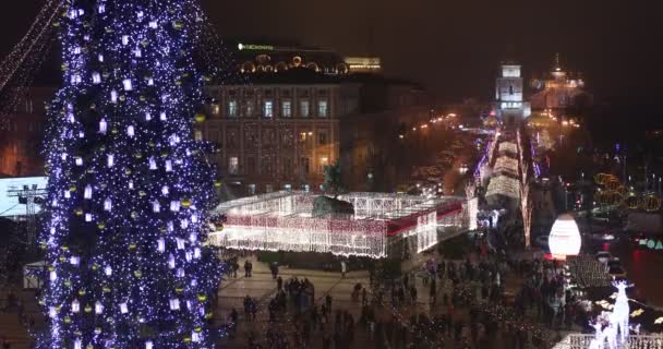 Kiev Ucraina Gennaio 2018 Vista Dell Albero Natale Della Fiera — Video Stock