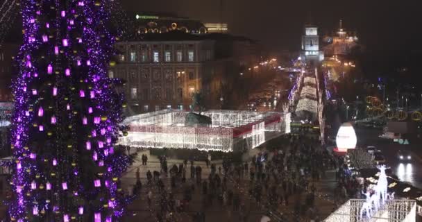 Kiev Ucrania Enero 2018 Celebrando Navidad Año Nuevo Plaza Sophia — Vídeos de Stock