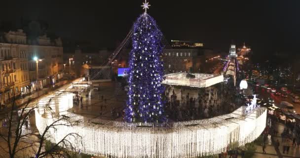 Kiev Ukraine Janeiro 2018 Árvore Natal Mercado Natal Praça Sofievskaya — Vídeo de Stock