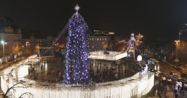 Kiev Ucrania Enero 2018 Árbol Navidad Mercado Navidad Plaza Sofievskaya — Vídeos de Stock