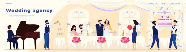 Banquete de boda en el restaurante, diseño del sitio web de la agencia de catering, ilustración vectorial — Archivo Imágenes Vectoriales