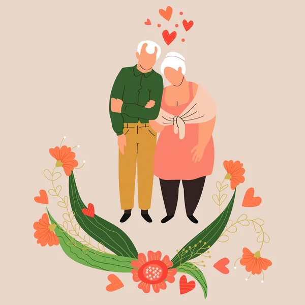Glückliches romantisches Paar verliebte Menschen, Valentinstag Vektor Illustration — Stockvektor