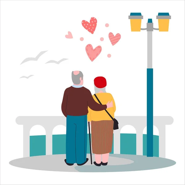 Happy romantic couple people in love, valentine day vector illustration — ストックベクタ