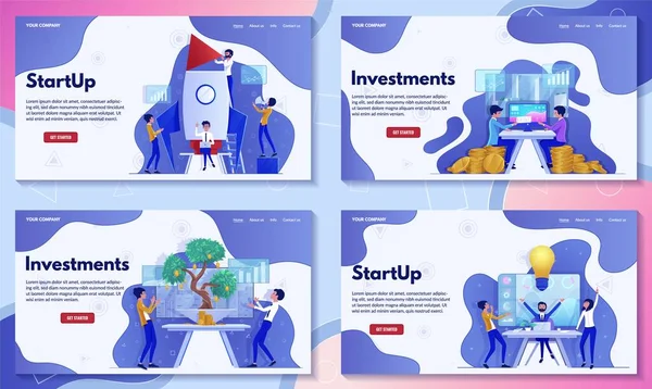 Startup business company website template, ilustração vetorial —  Vetores de Stock