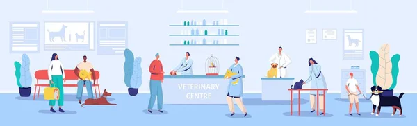 Veterinärmottagning och väntrum vektor illustration — Stock vektor