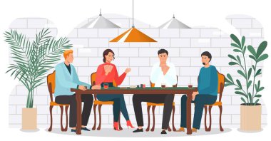 Karakterler, erkek ve kadın poker, kumar, düz vektör illüstrasyonu. Web pankartı için tasarım.