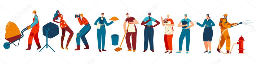 People of different professions, isolated cartoon characters, vector illustration