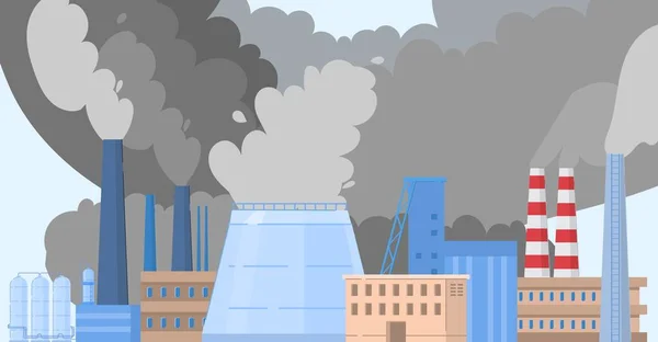 Industrie lourde pollution de la nature usine ou usine tuyaux plat vecteur illustration de l'écologie et de la nature concept pollué . — Image vectorielle