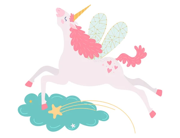 Ilustrasi vektor hewan fantasi kuda Unicorn - Stok Vektor