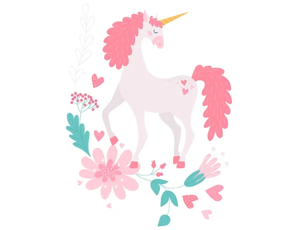 Unicornio caballo mágico fantasía animal vector ilustración — Archivo Imágenes Vectoriales